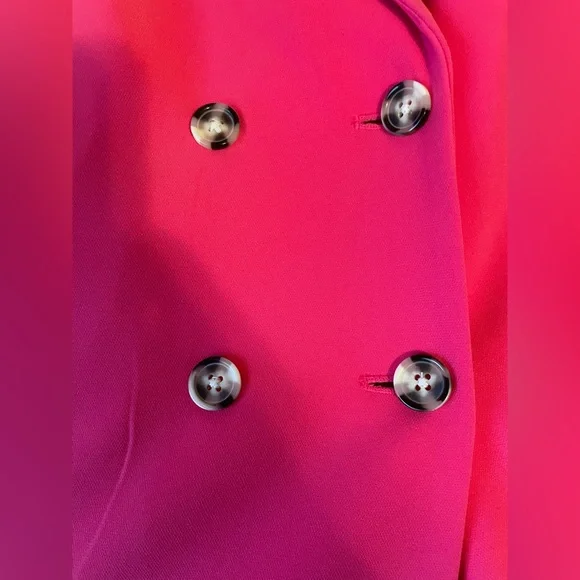 FREE SHIPPING Hot pink Nine West double breasted lined blazer size 4 *LIKE NEW* - Picture 3 of 4